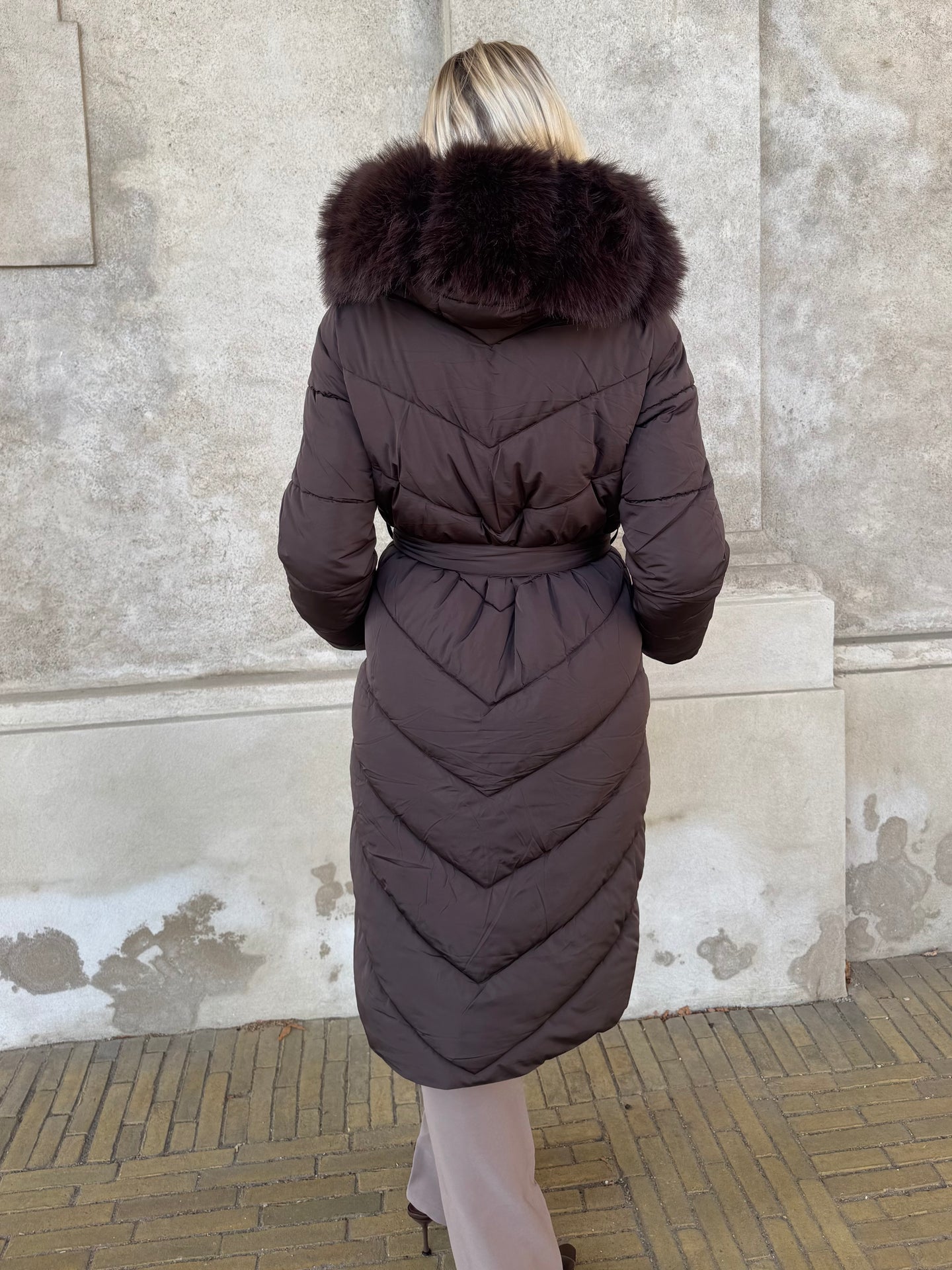 Flam puffer long coat camel - Åberg Copenhagen