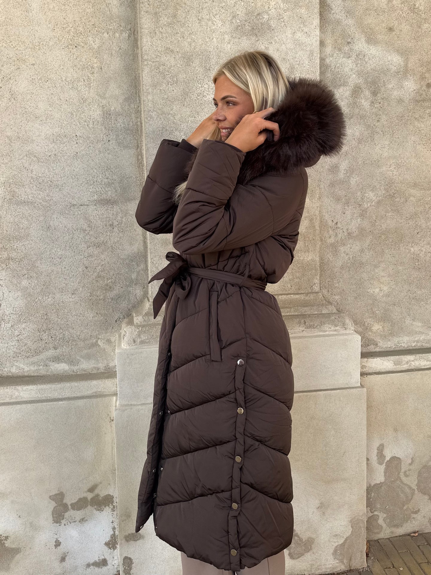 Flam puffer long coat camel - Åberg Copenhagen