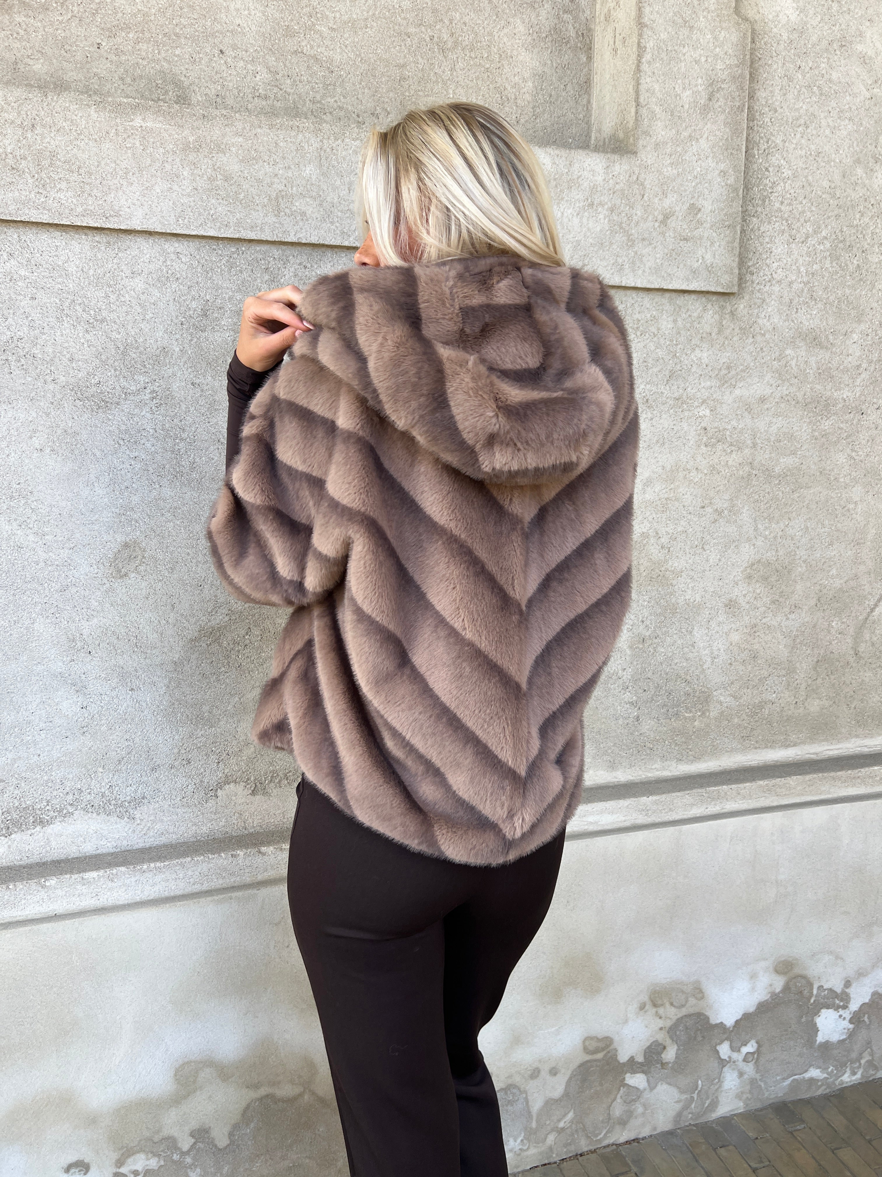 Flam muldvarp fake fur kappe