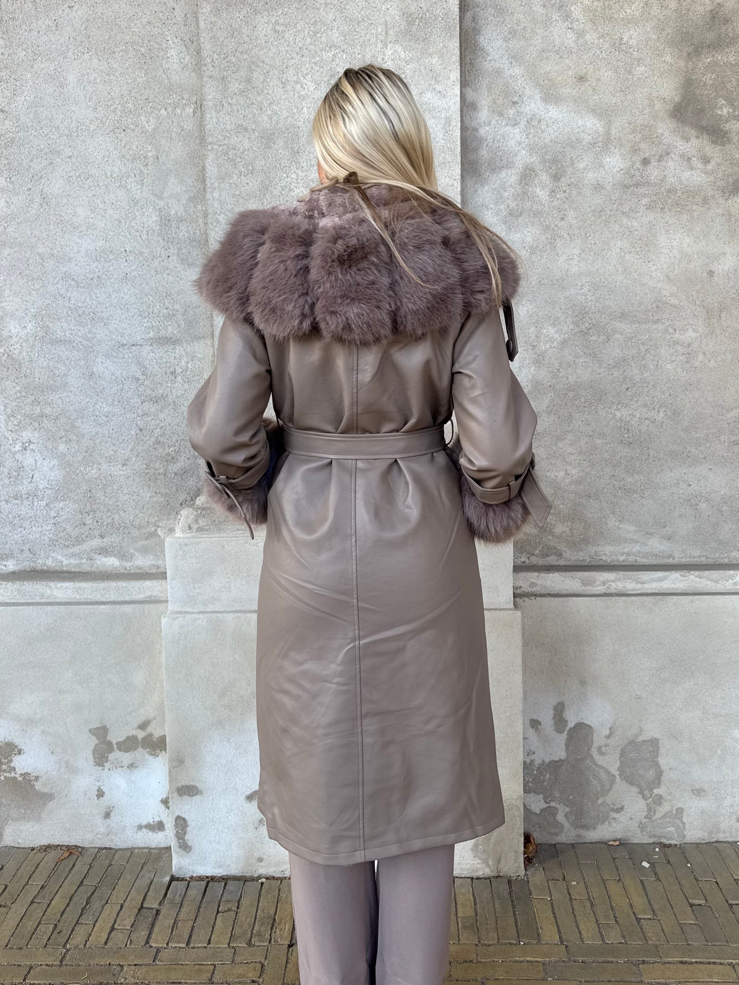 Flam faux leather coat muldvarp