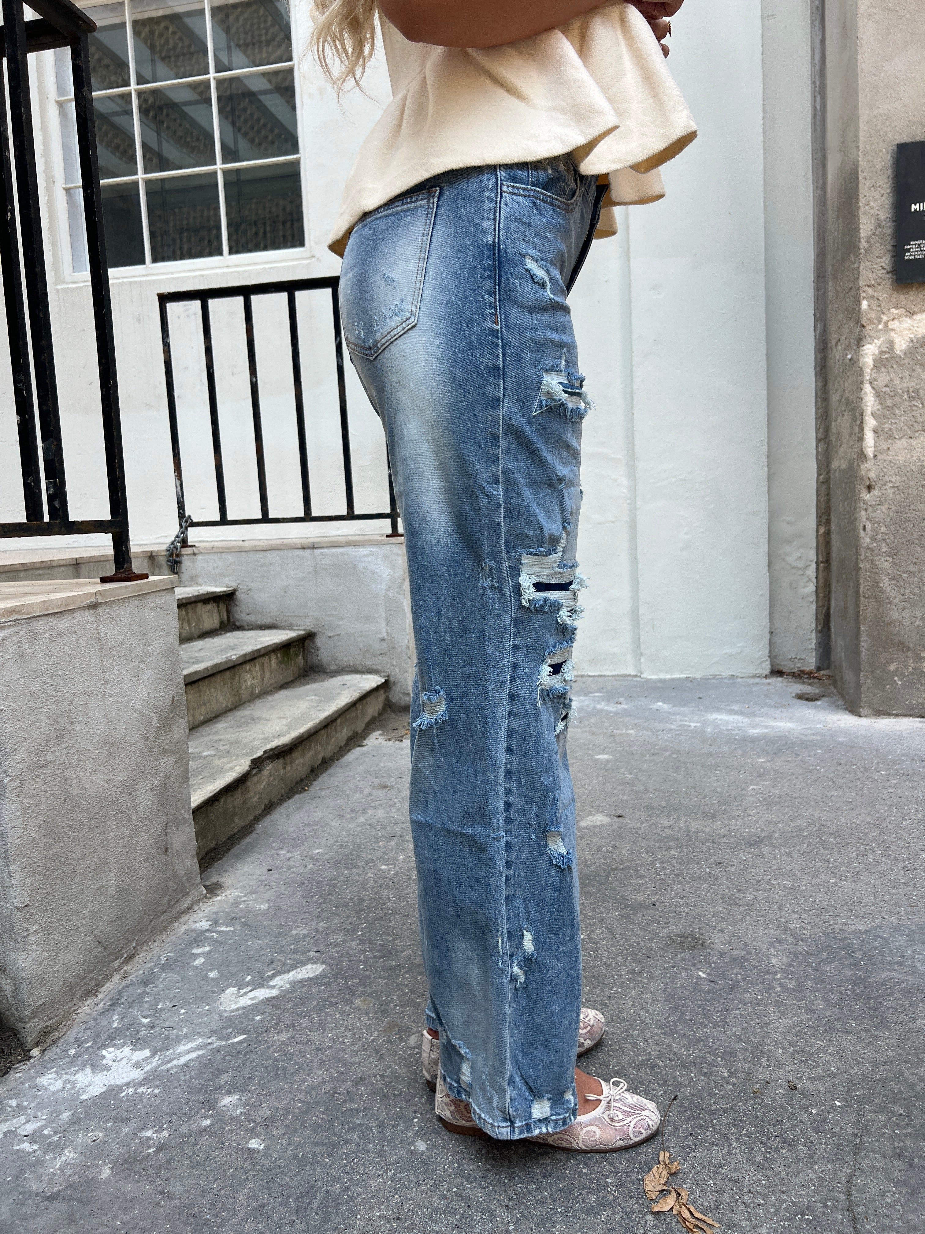 Laulia ripped dad jeans