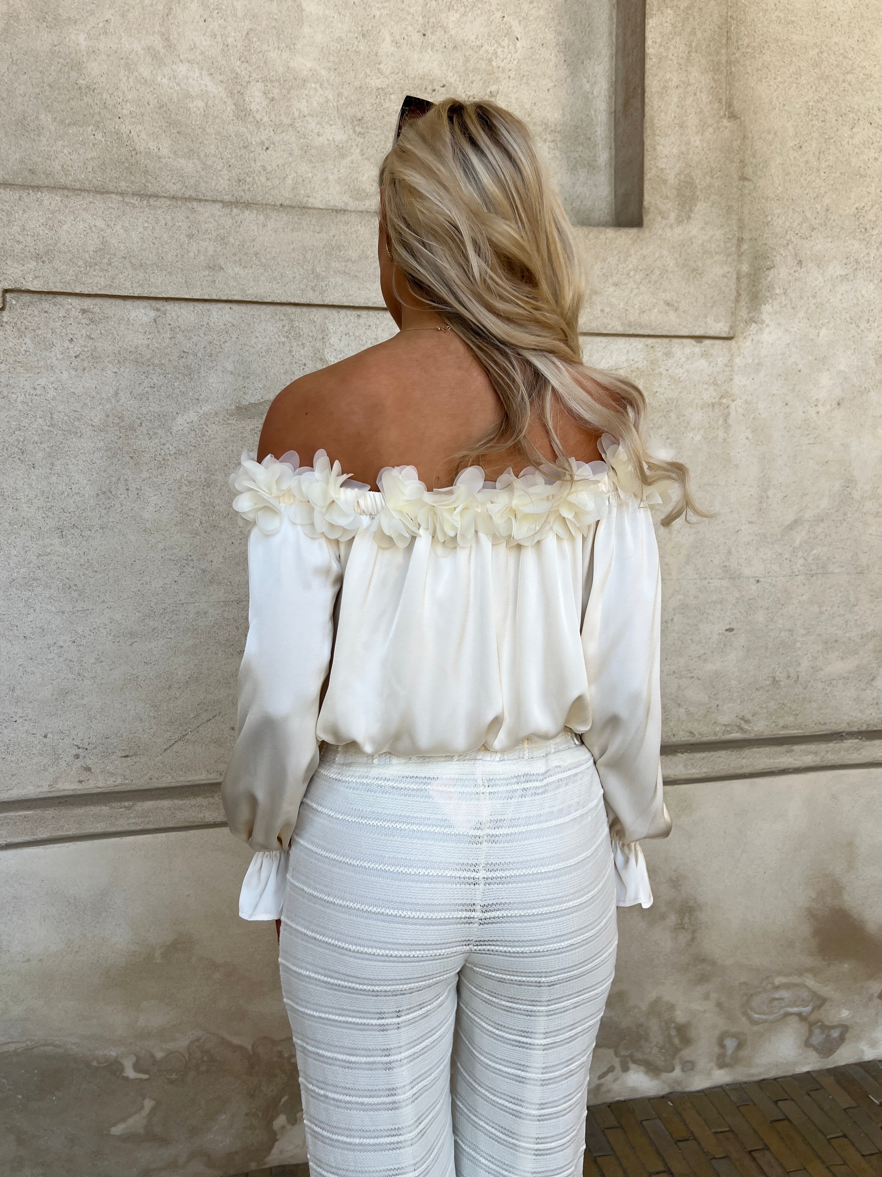 Elli White satin crop top