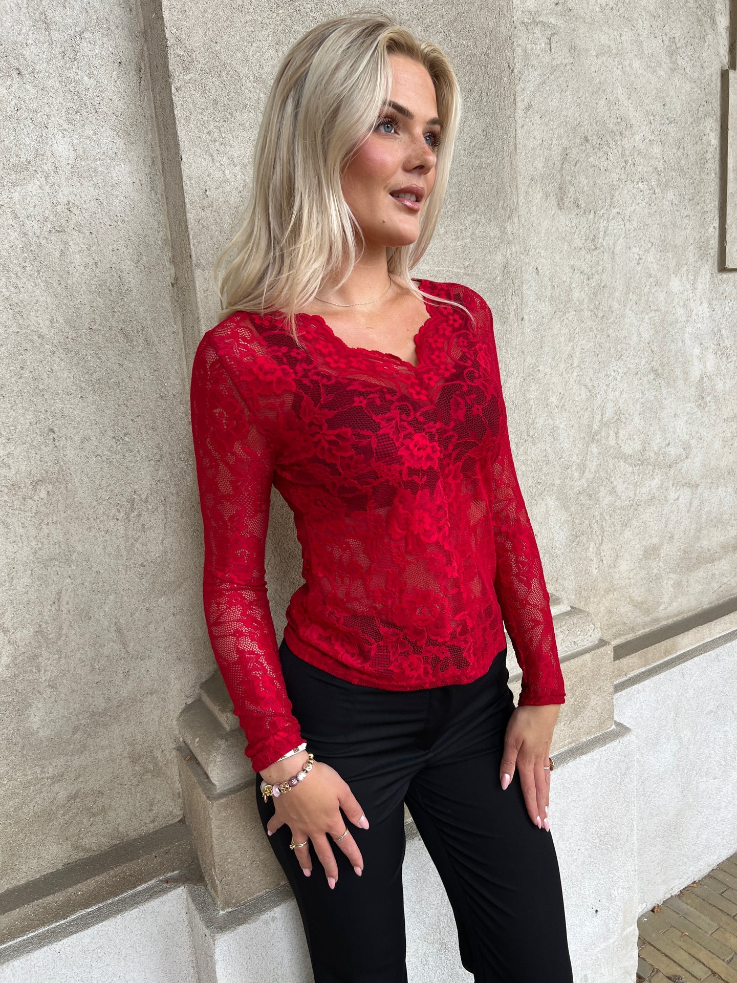 Fleur red lace top