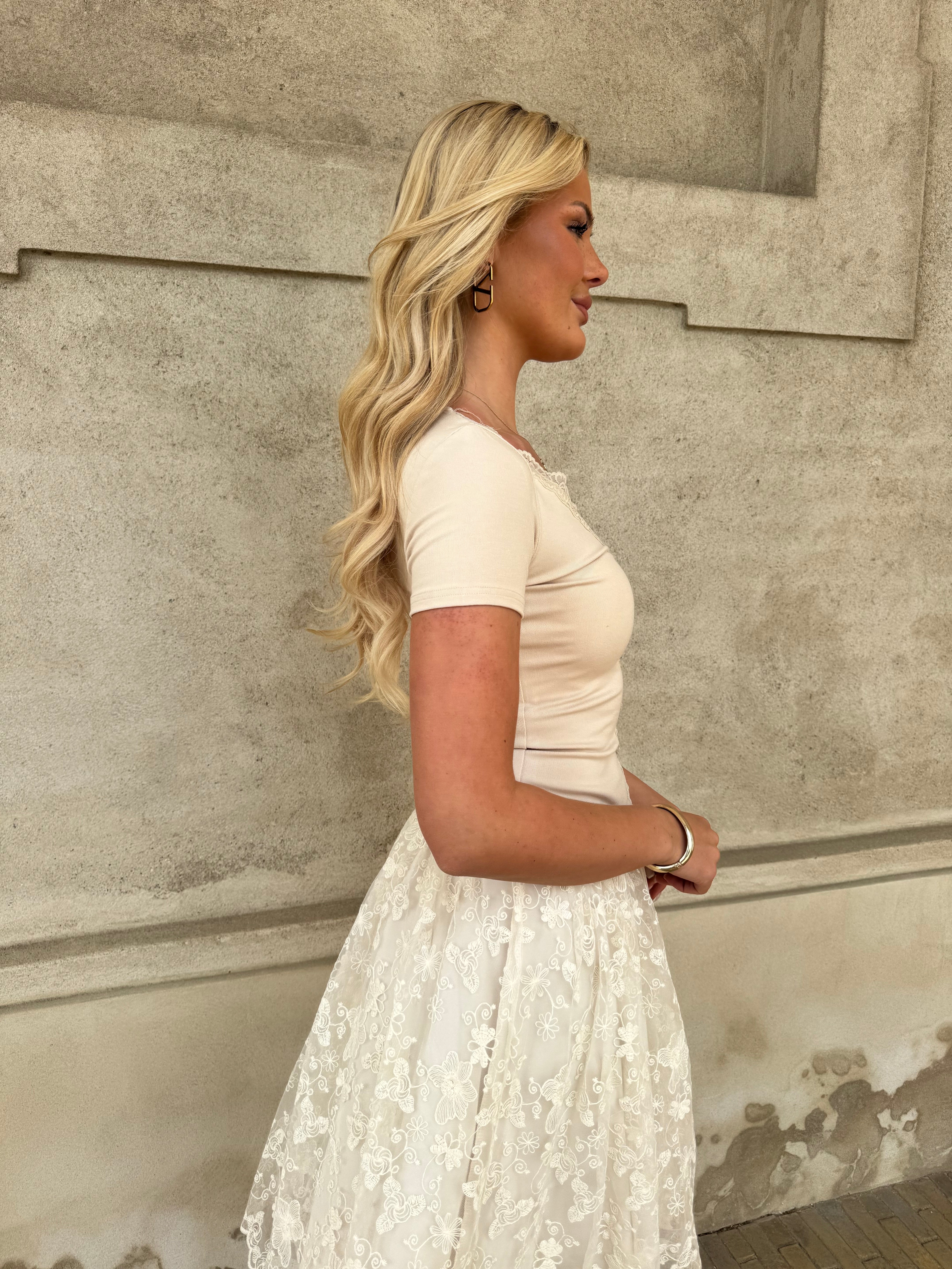 By Swan beige romantic blouse