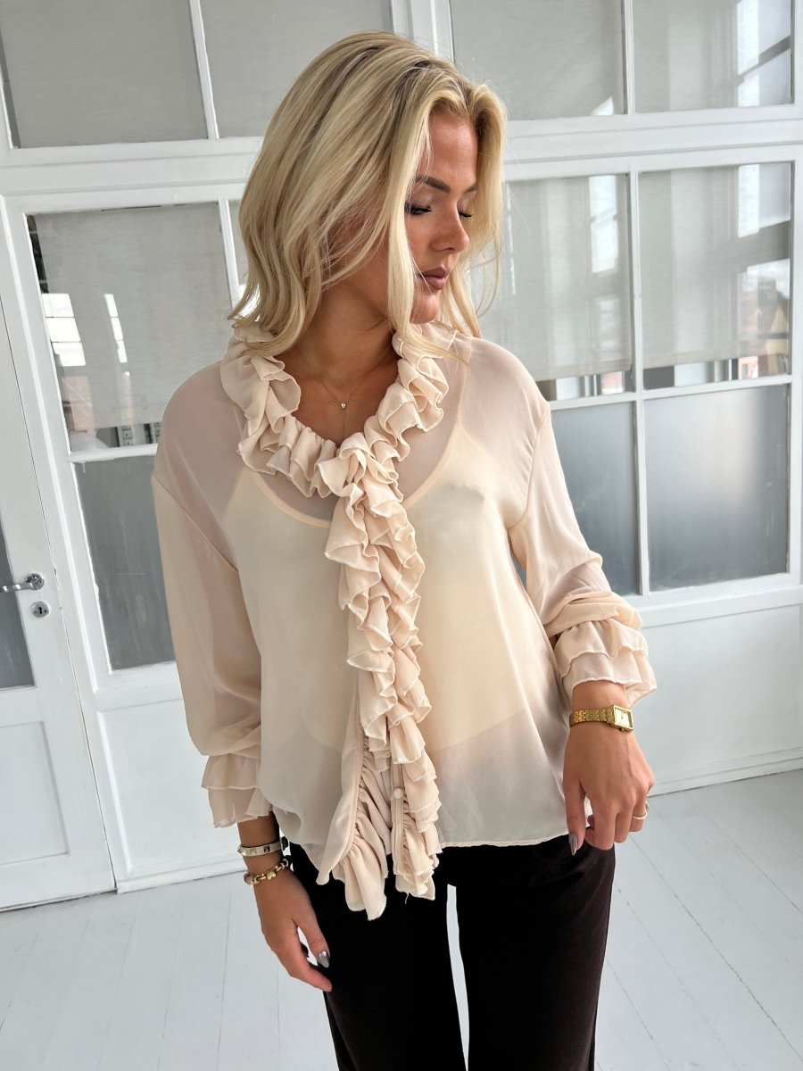 Azaka beige ruffle shirt - Aaberg DK