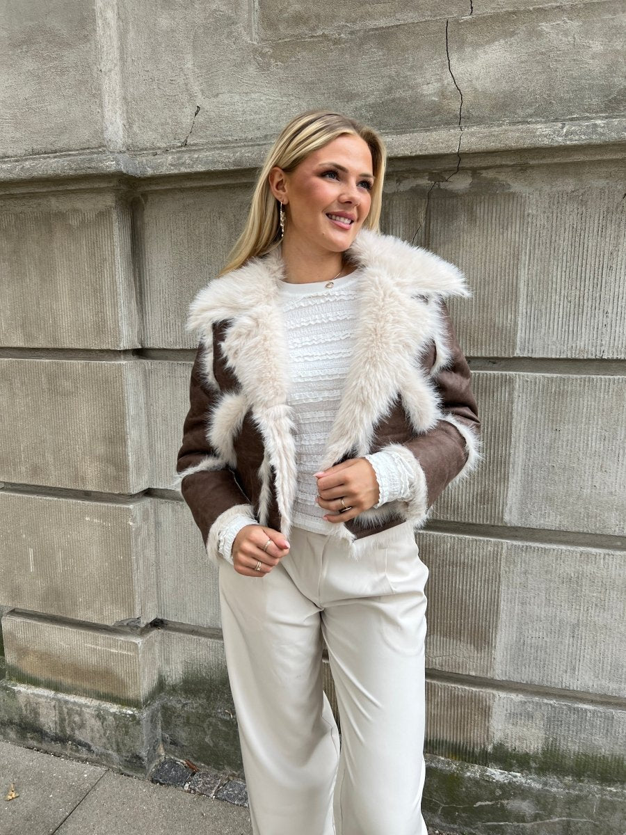 Azaka brown fake fur jacket - Aaberg DK