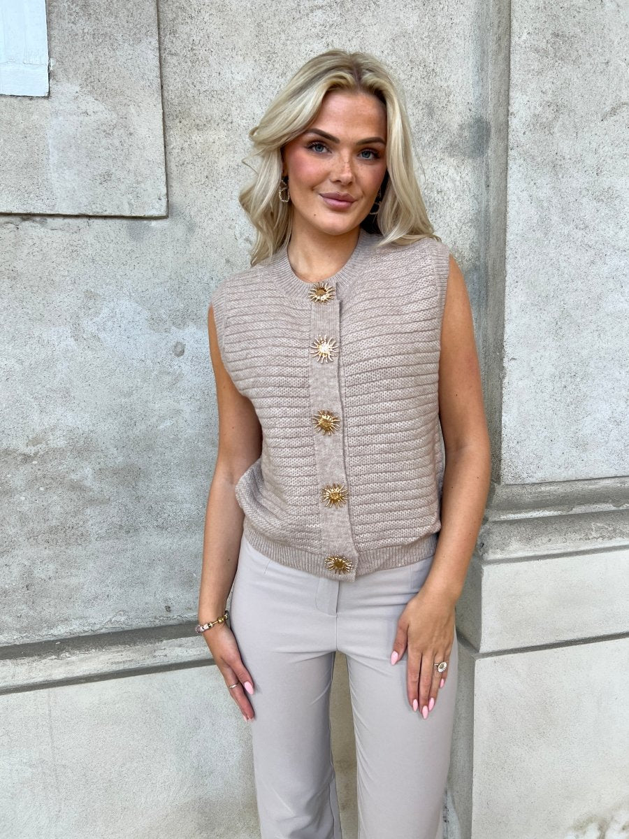 Azaka taupe vest - Aaberg DK