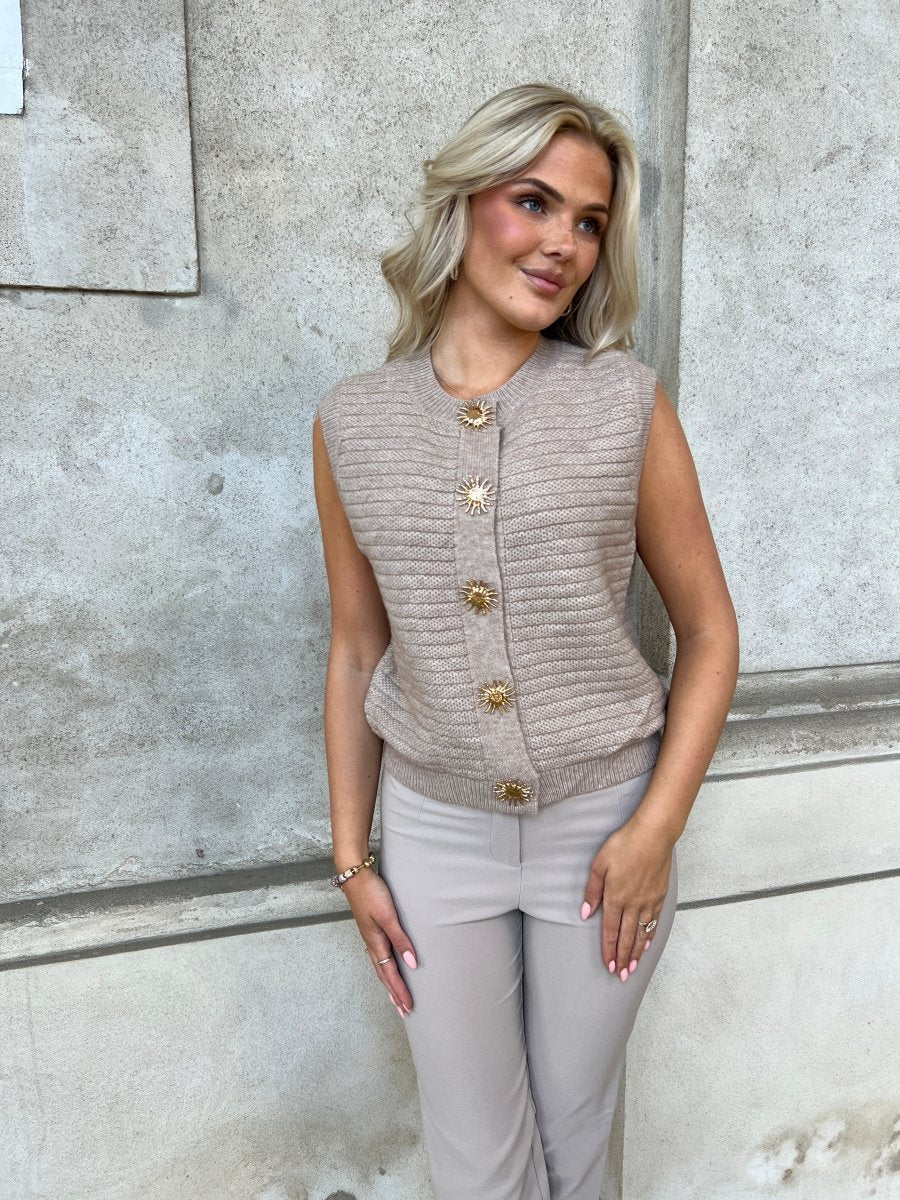 Azaka taupe vest - Aaberg DK