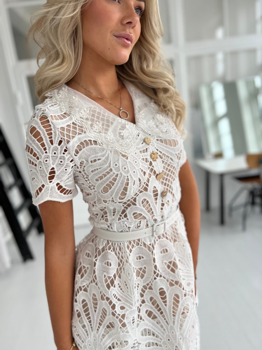 Azaka white and nude dress - Aaberg DK