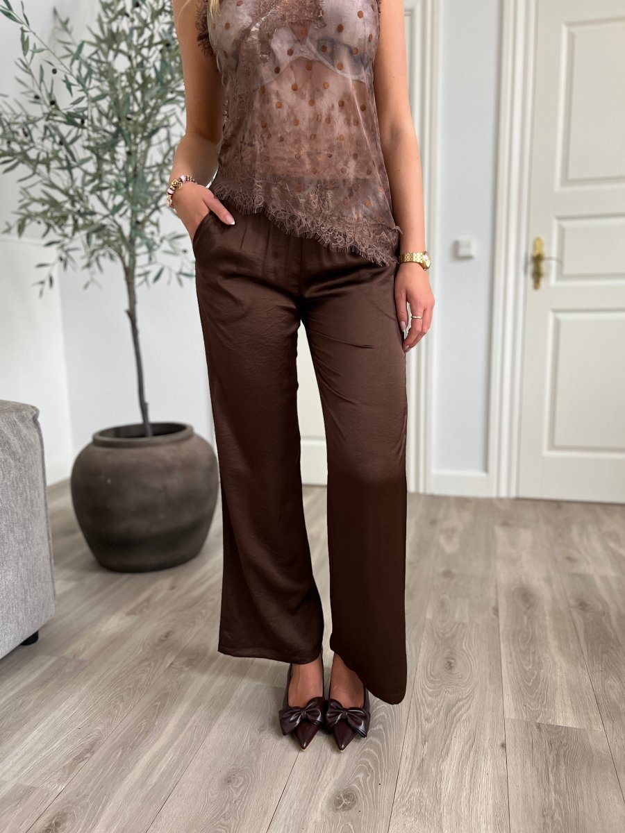Continue - Bukser - Roberta Satin - brun - Aaberg DK