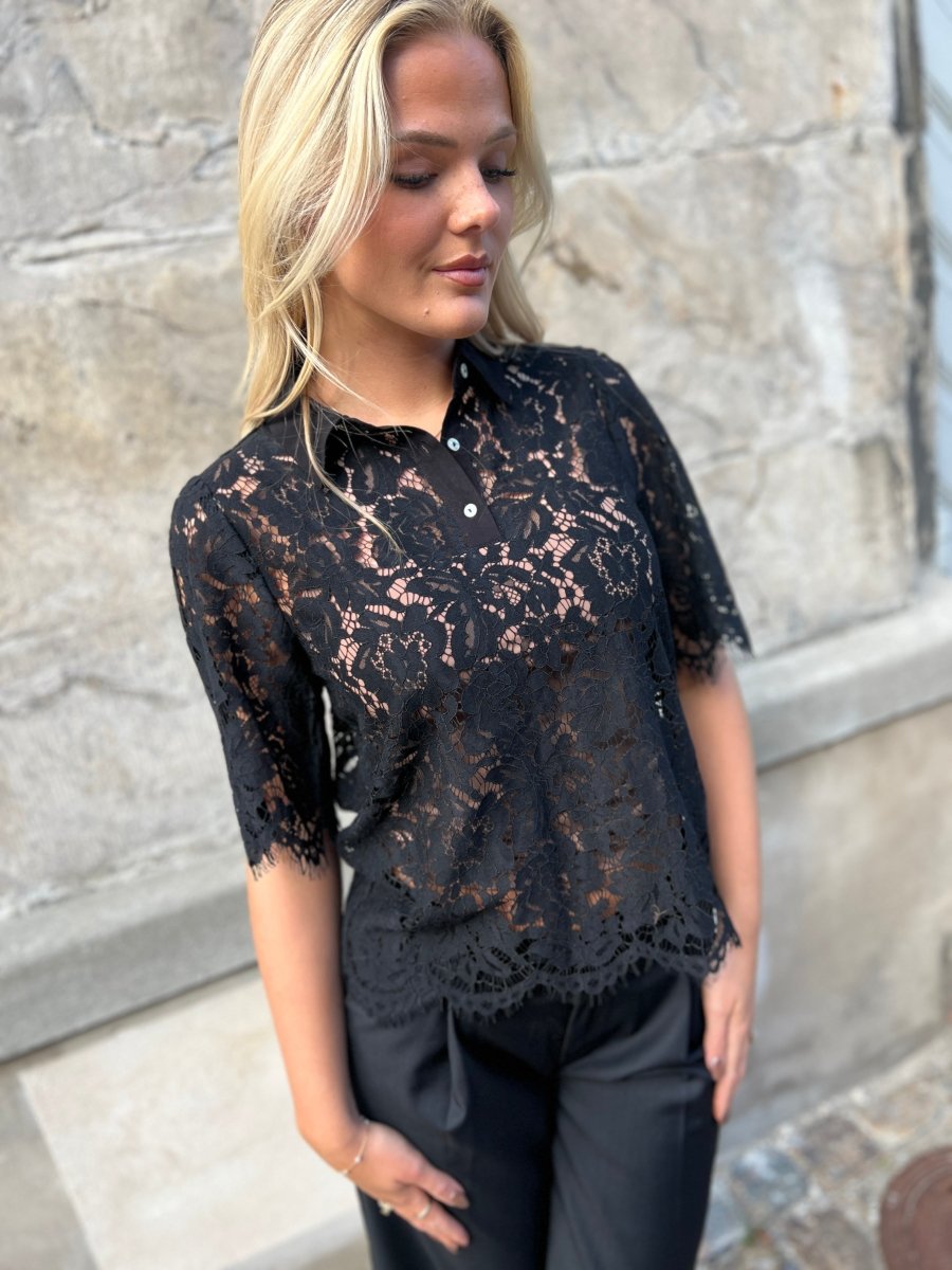 Continue PALOMA LACE BLUSE black - Aaberg DK