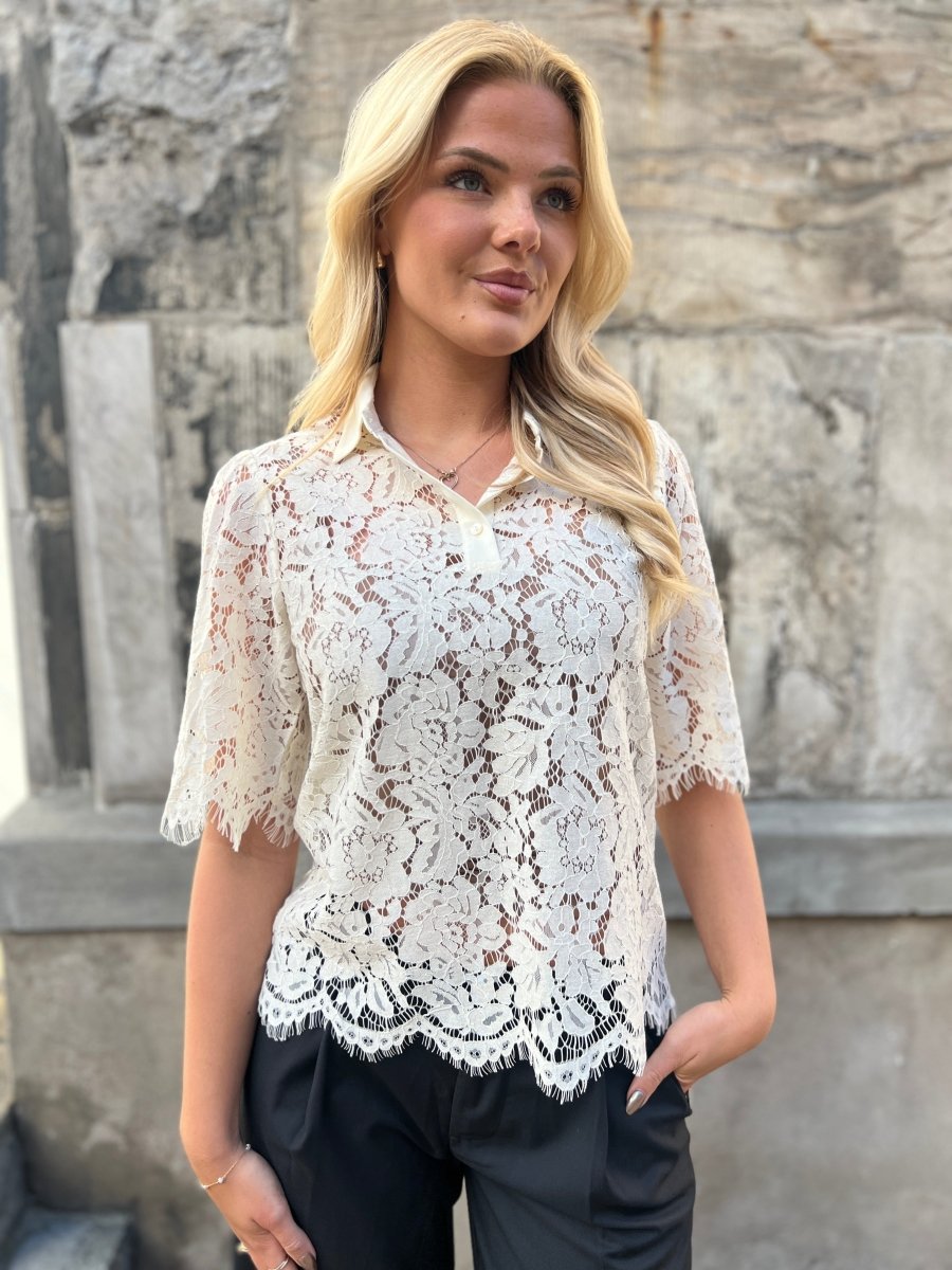 Continue PALOMA LACE BLUSE white - Aaberg DK