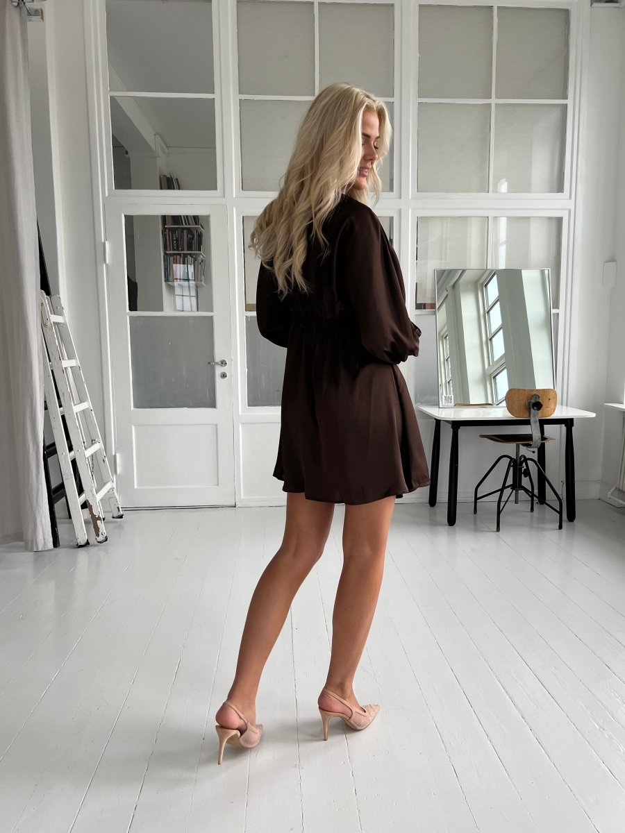 Copperose short satin dress - Aaberg DK