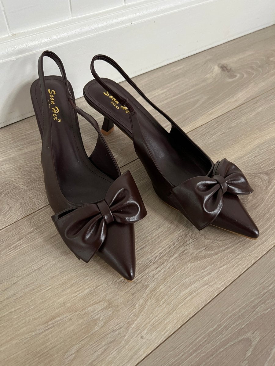 Divine brown slingback bow heels - Aaberg DK