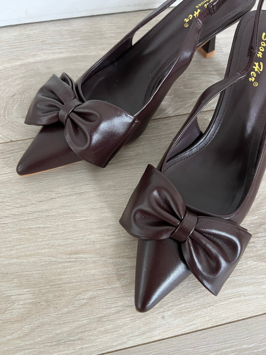 Divine brown slingback bow heels - Aaberg DK