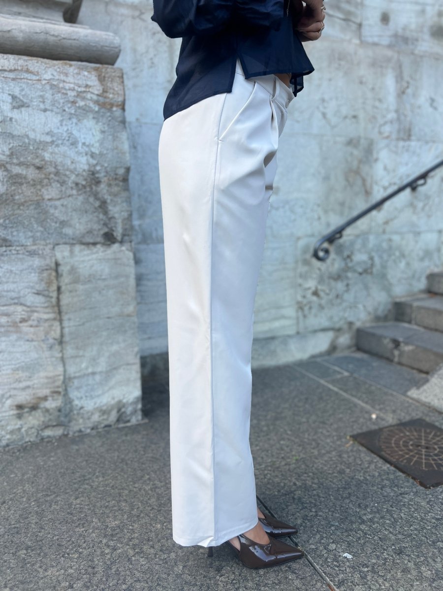 Eight Luxe cream trousers Long - Aaberg DK