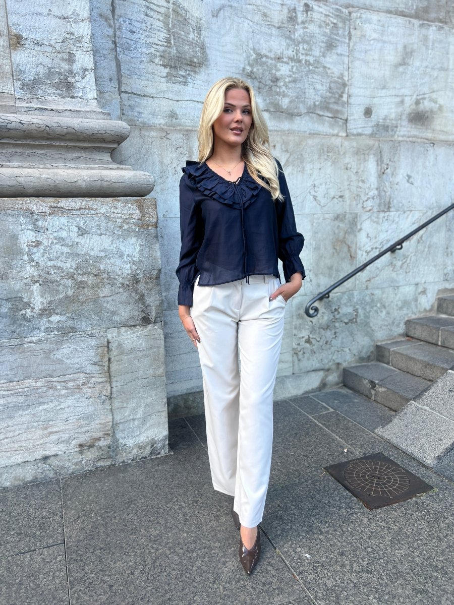 Eight Luxe cream trousers Long - Aaberg DK