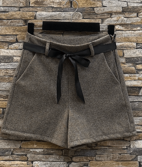 Elle brown shorts with bow belt - Aaberg DK
