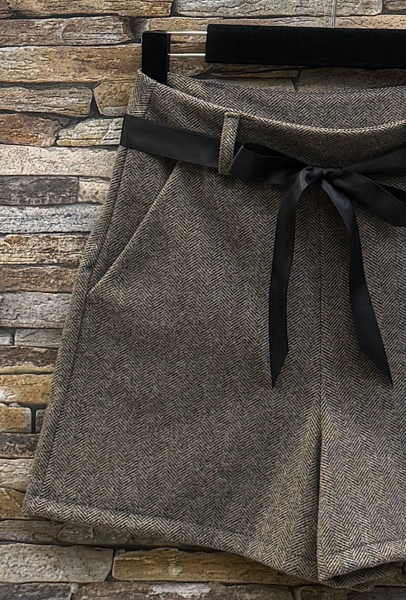 Elle brown shorts with bow belt - Aaberg DK