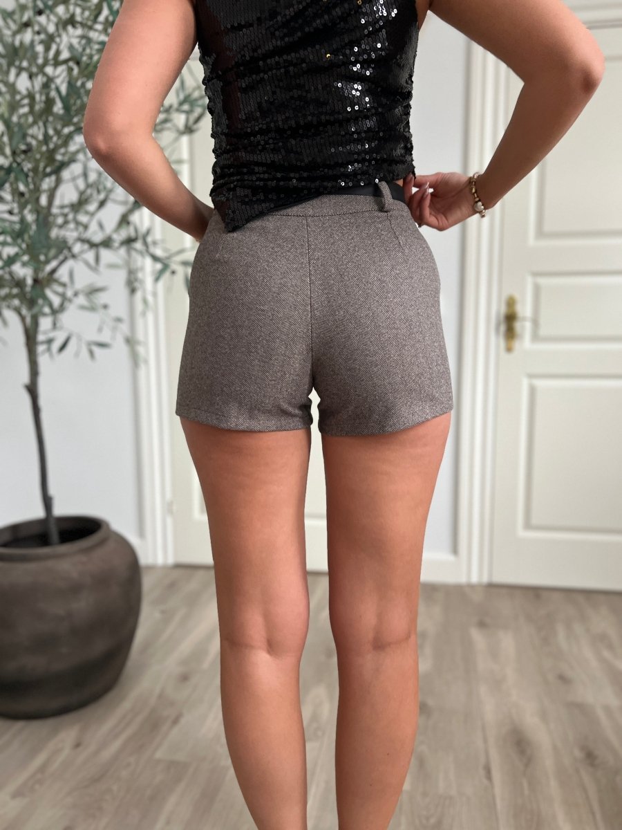 Elle brown shorts with bow belt - Aaberg DK
