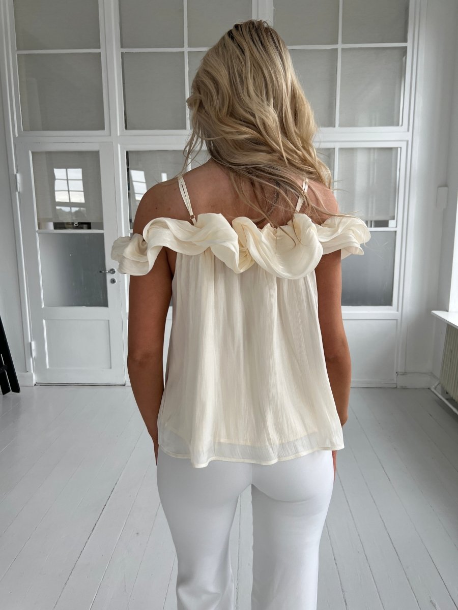 Elli creme satin top - Aaberg DK