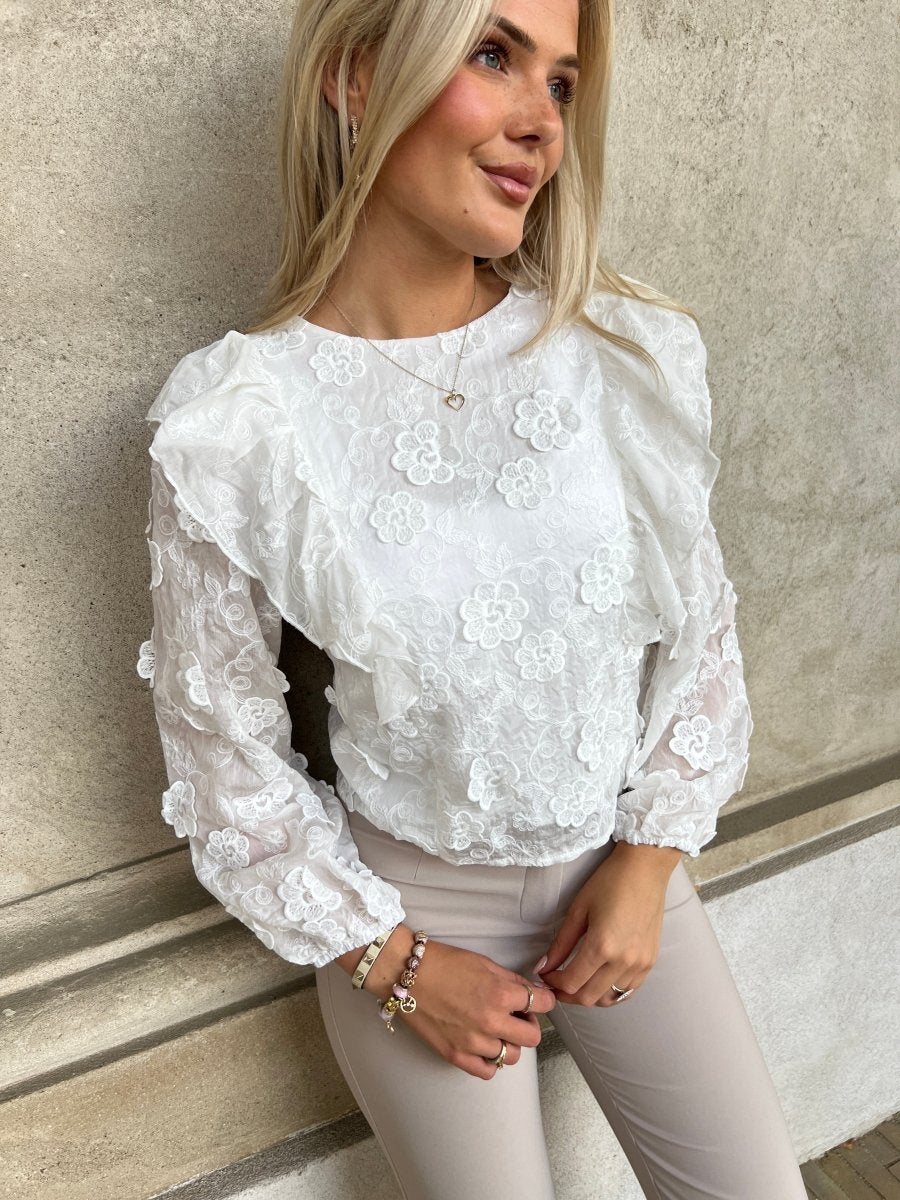 Elli white bloom blouse - Aaberg DK