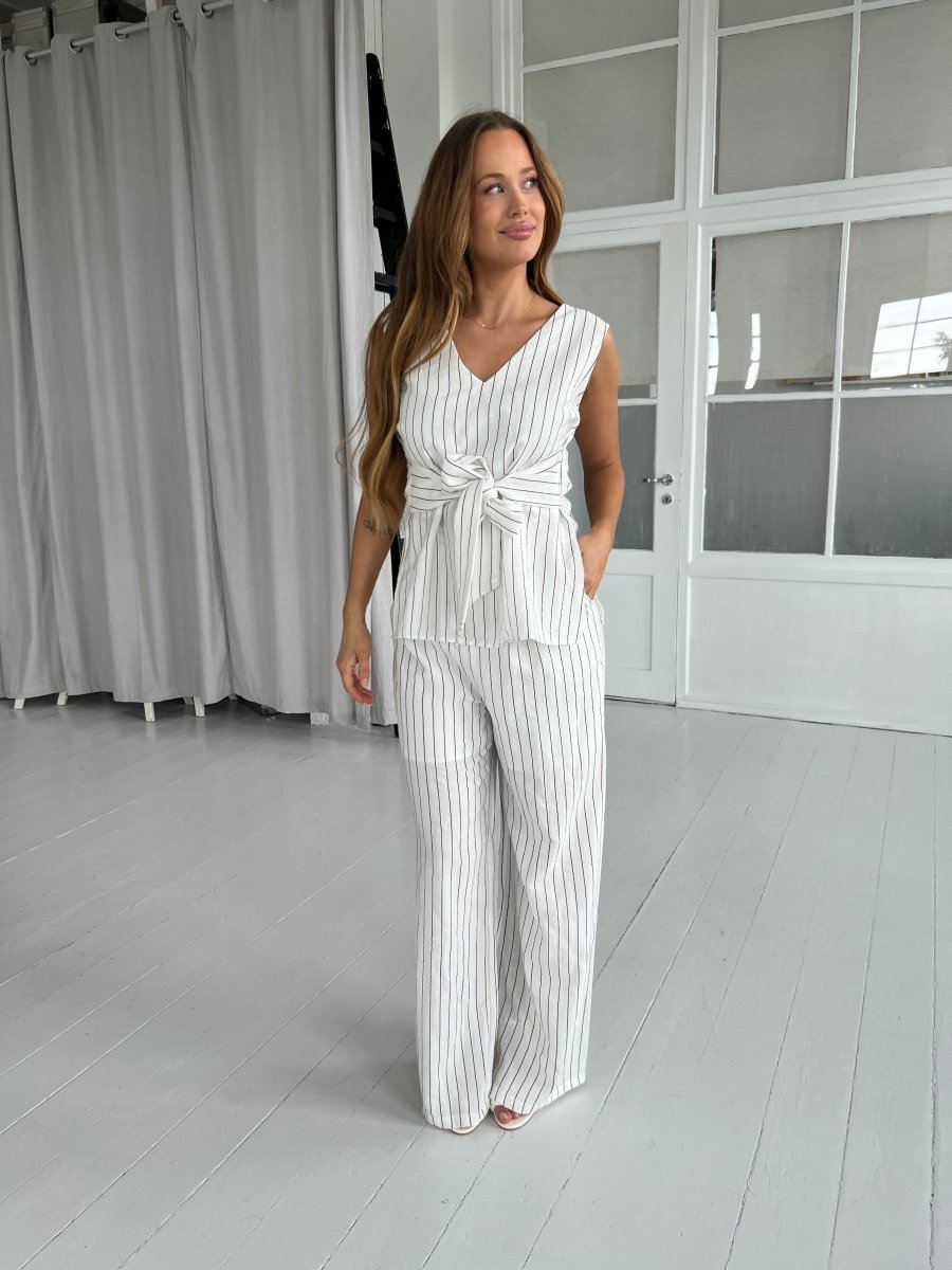 Elli white striped linen top - Aaberg DK
