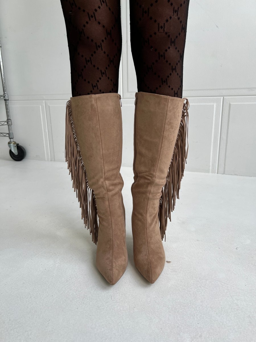 Erynn Beige fringe boot - Aaberg DK
