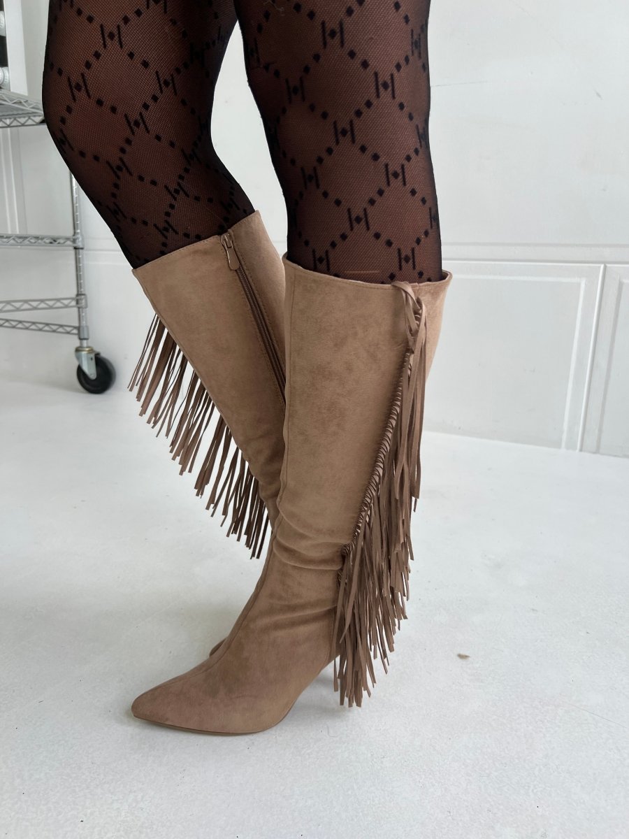 Erynn Beige fringe boot - Aaberg DK