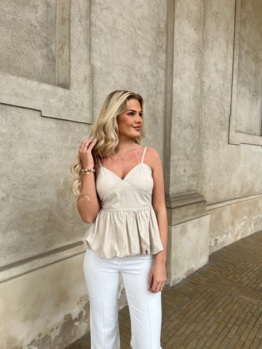 Estee beige ballon top - Aaberg DK