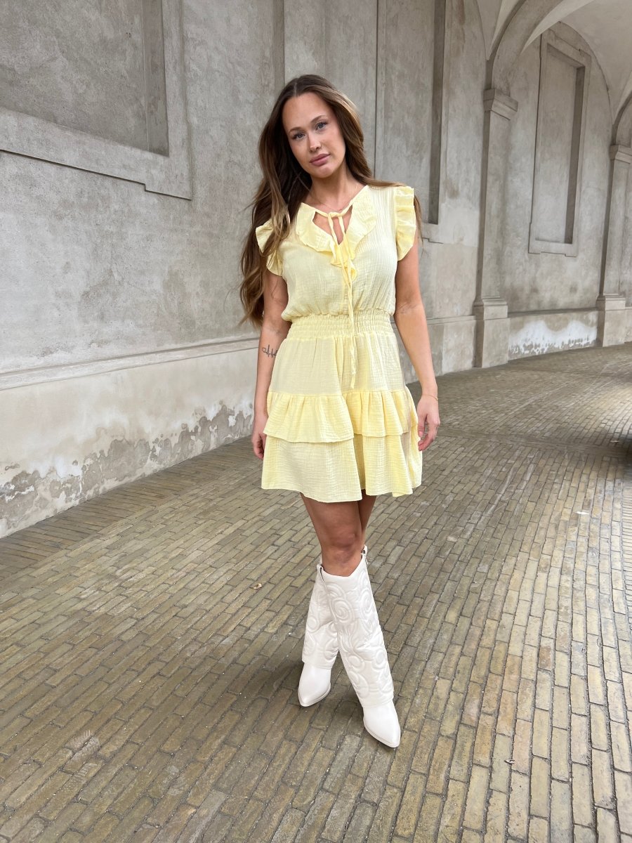 Estee pastel yellow festive dress - Aaberg DK
