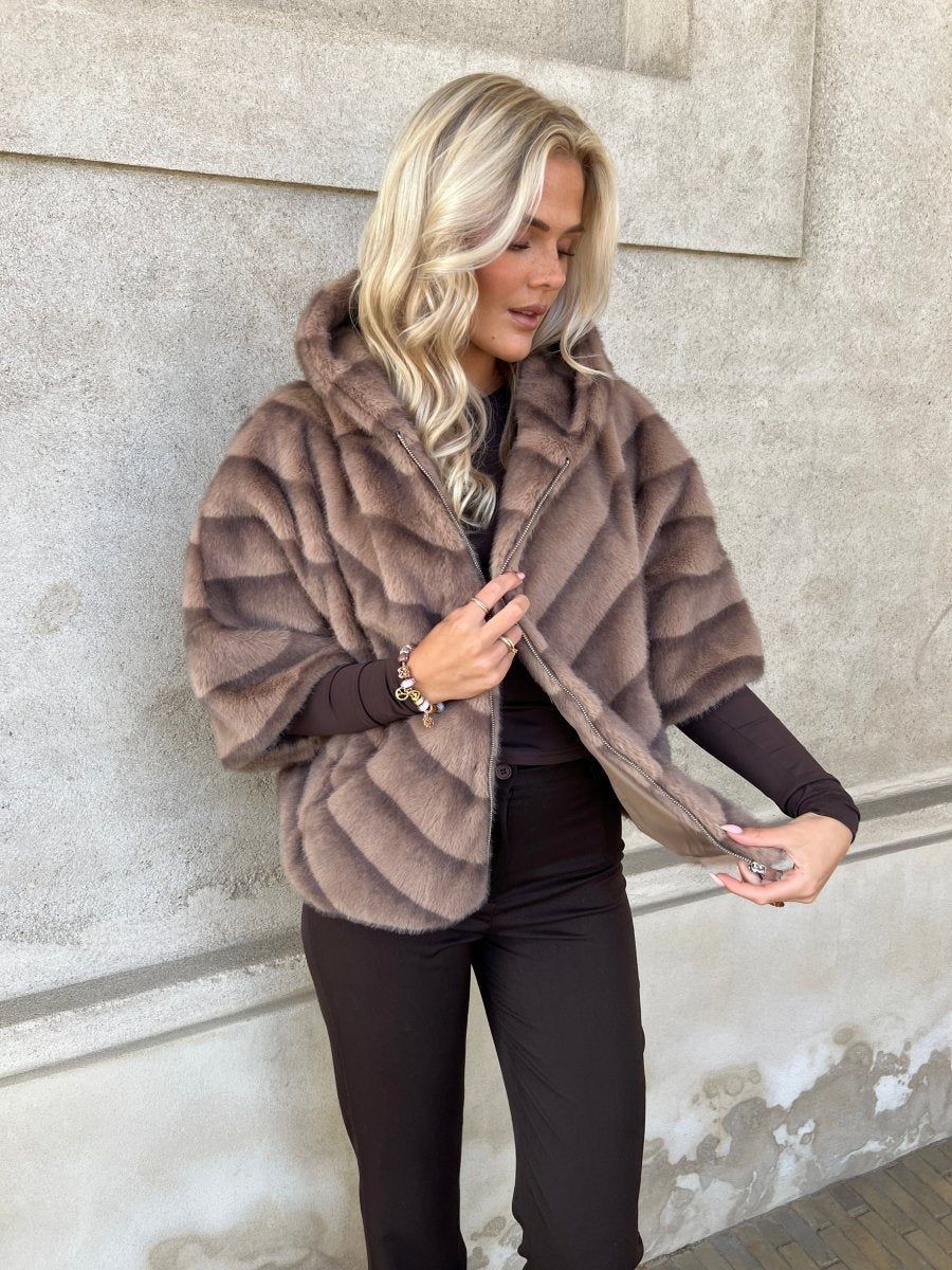 Flam muldvarp fake fur kappe - Aaberg DK