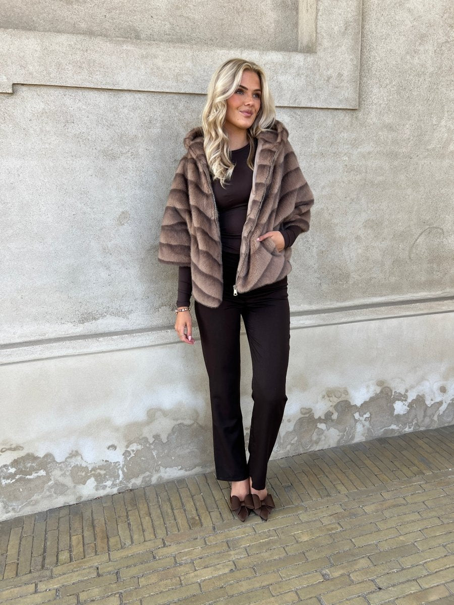 Flam muldvarp fake fur kappe - Aaberg DK