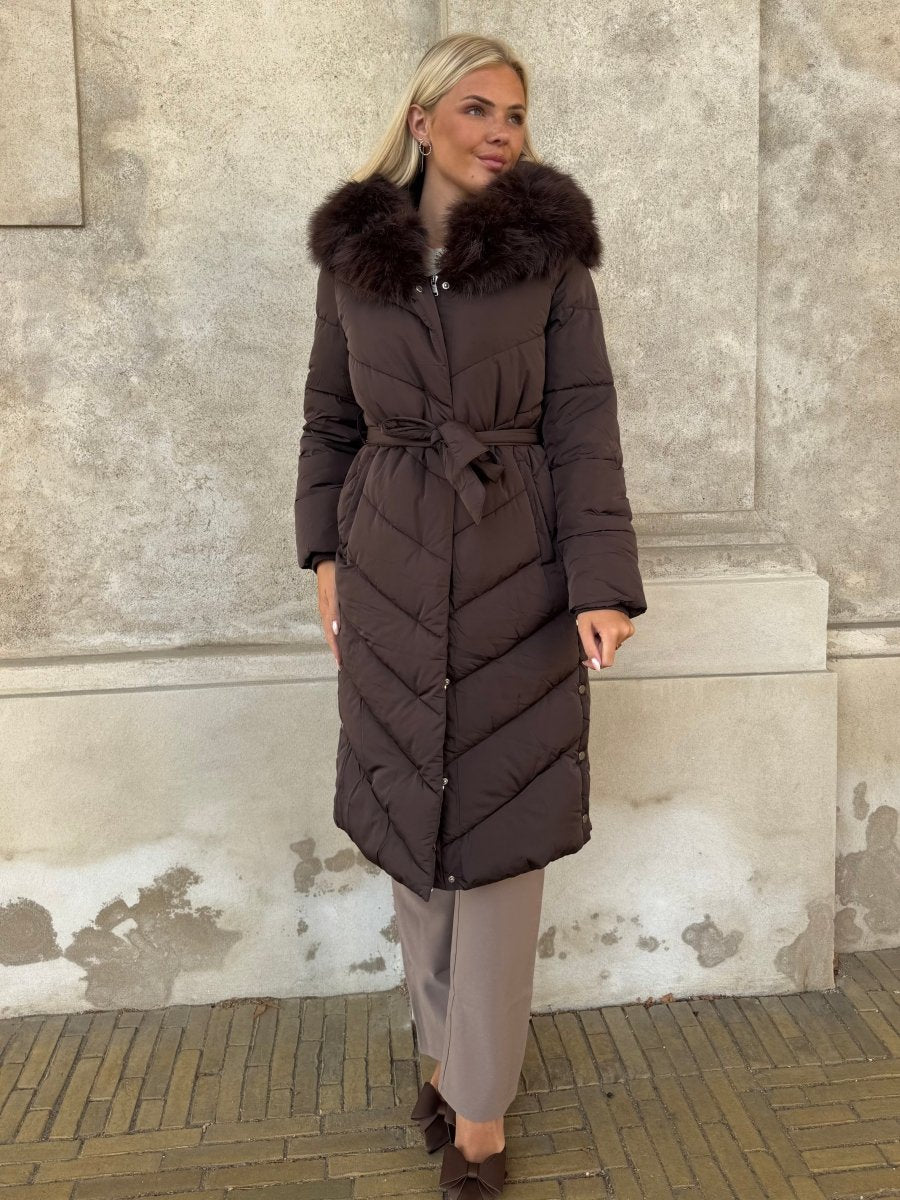 Flam puffer long coat camel - Aaberg DK