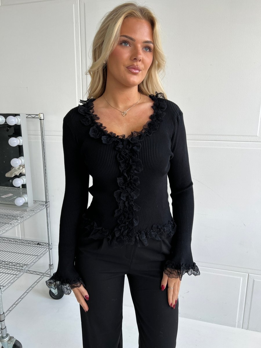 Flam romantic lace black blouse - Aaberg DK