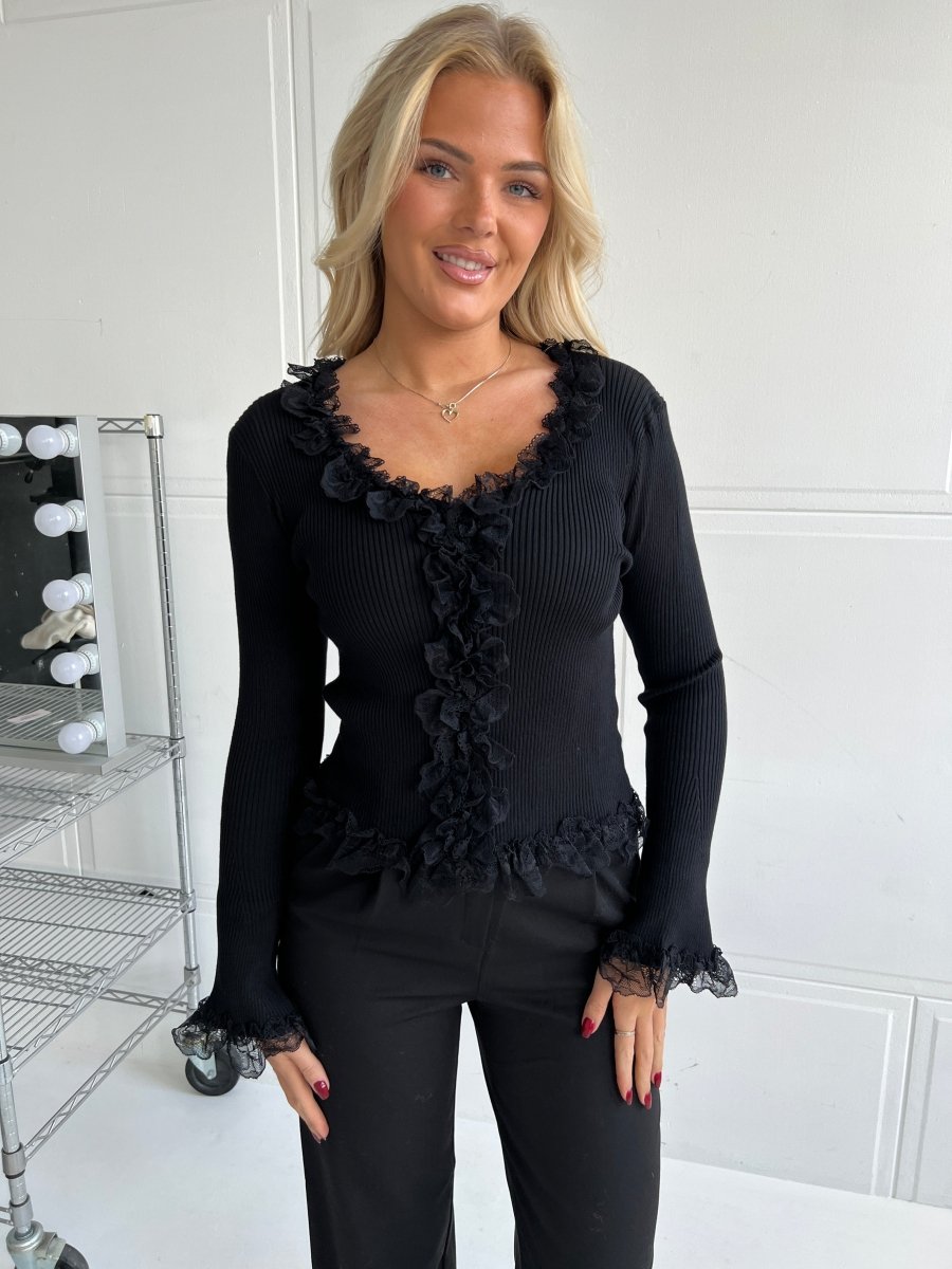 Flam romantic lace black blouse - Aaberg DK