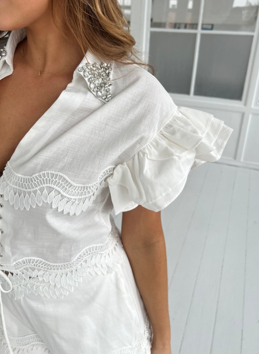 Flam white shorts set - Aaberg DK