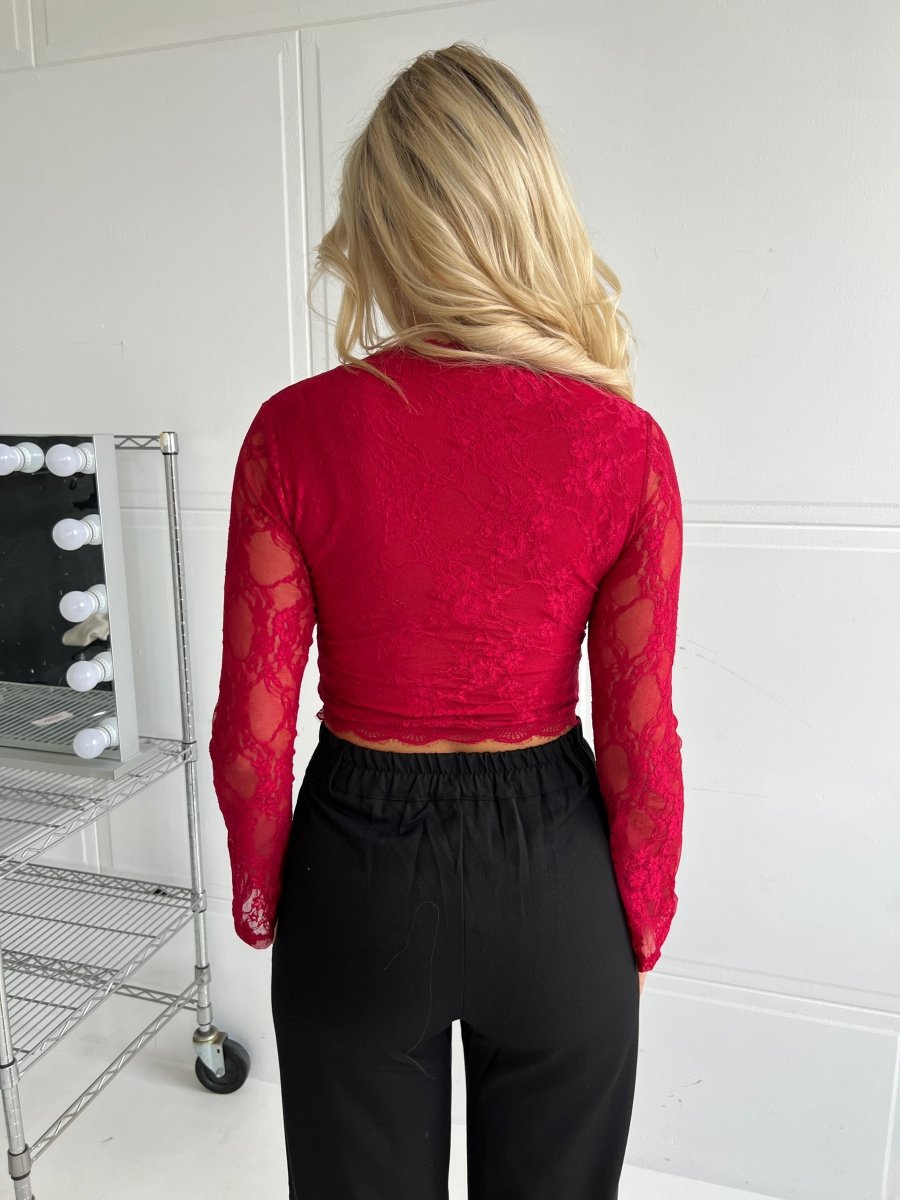 Fleur rød lace blouse - Aaberg DK