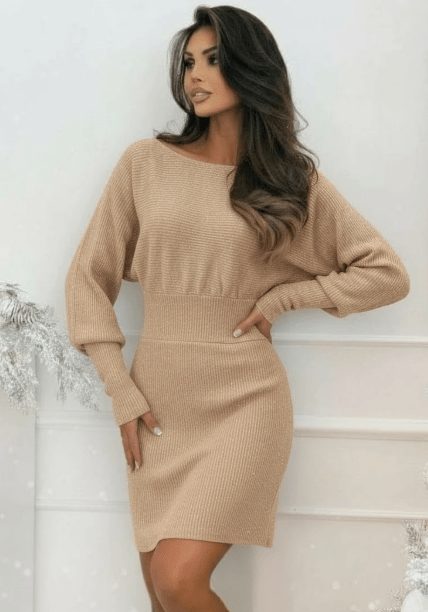 Issy camel knit dress - Aaberg DK