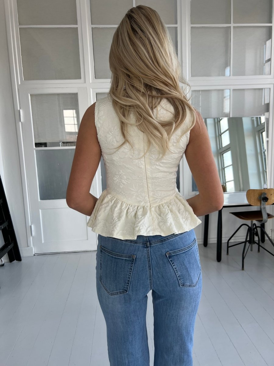 Ivivi beige flower top - Aaberg DK