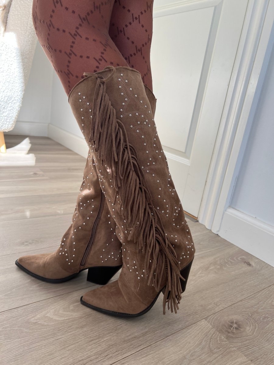 Joia khaki fringe boot - Aaberg DK