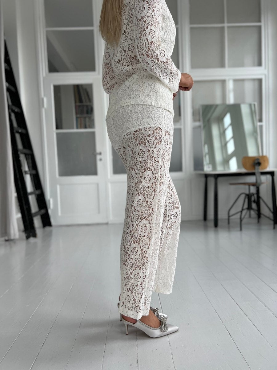 Lucce white lace pants - Aaberg DK