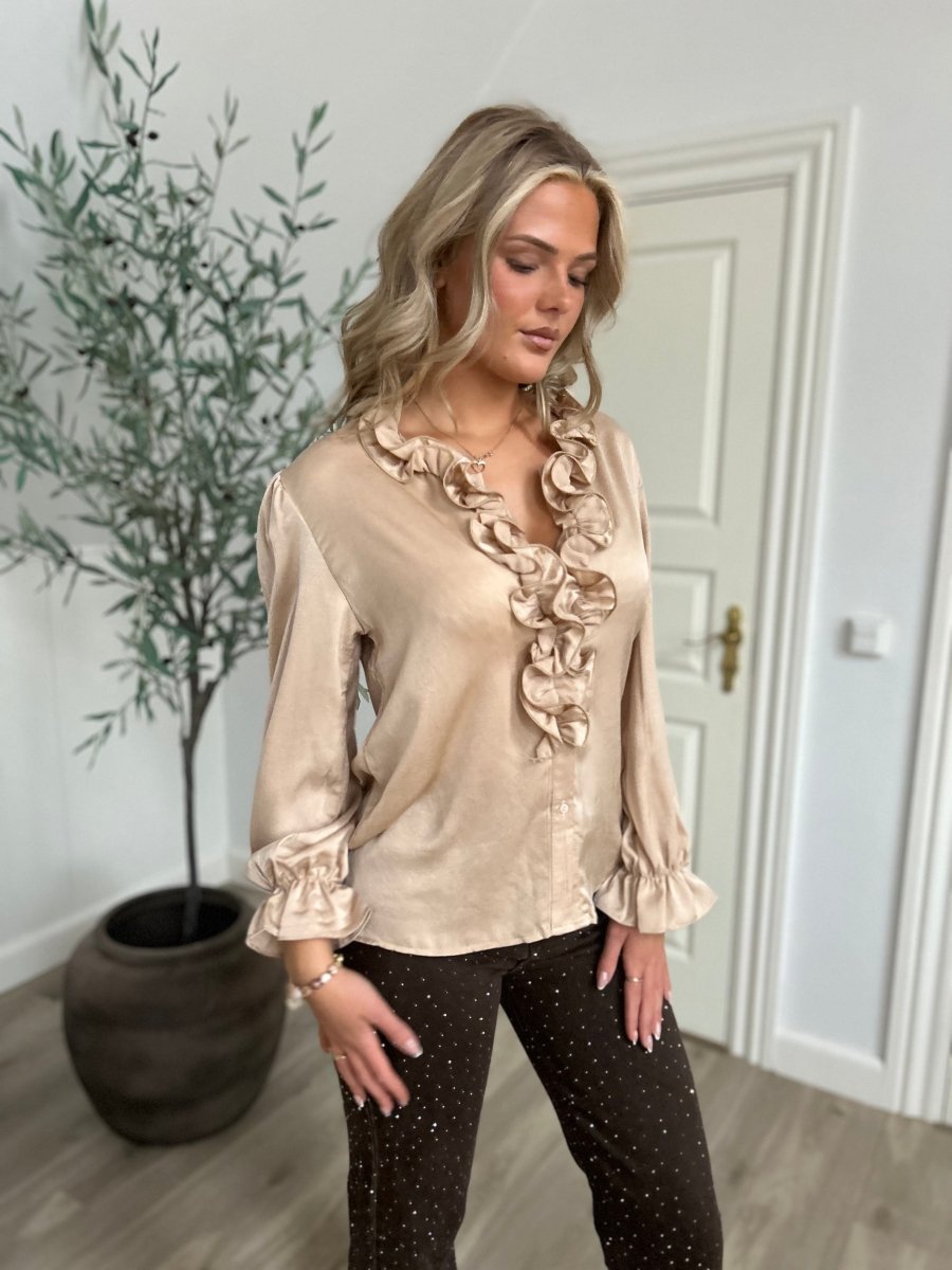 LUZABELLE champagne satin Blouse - Aaberg DK