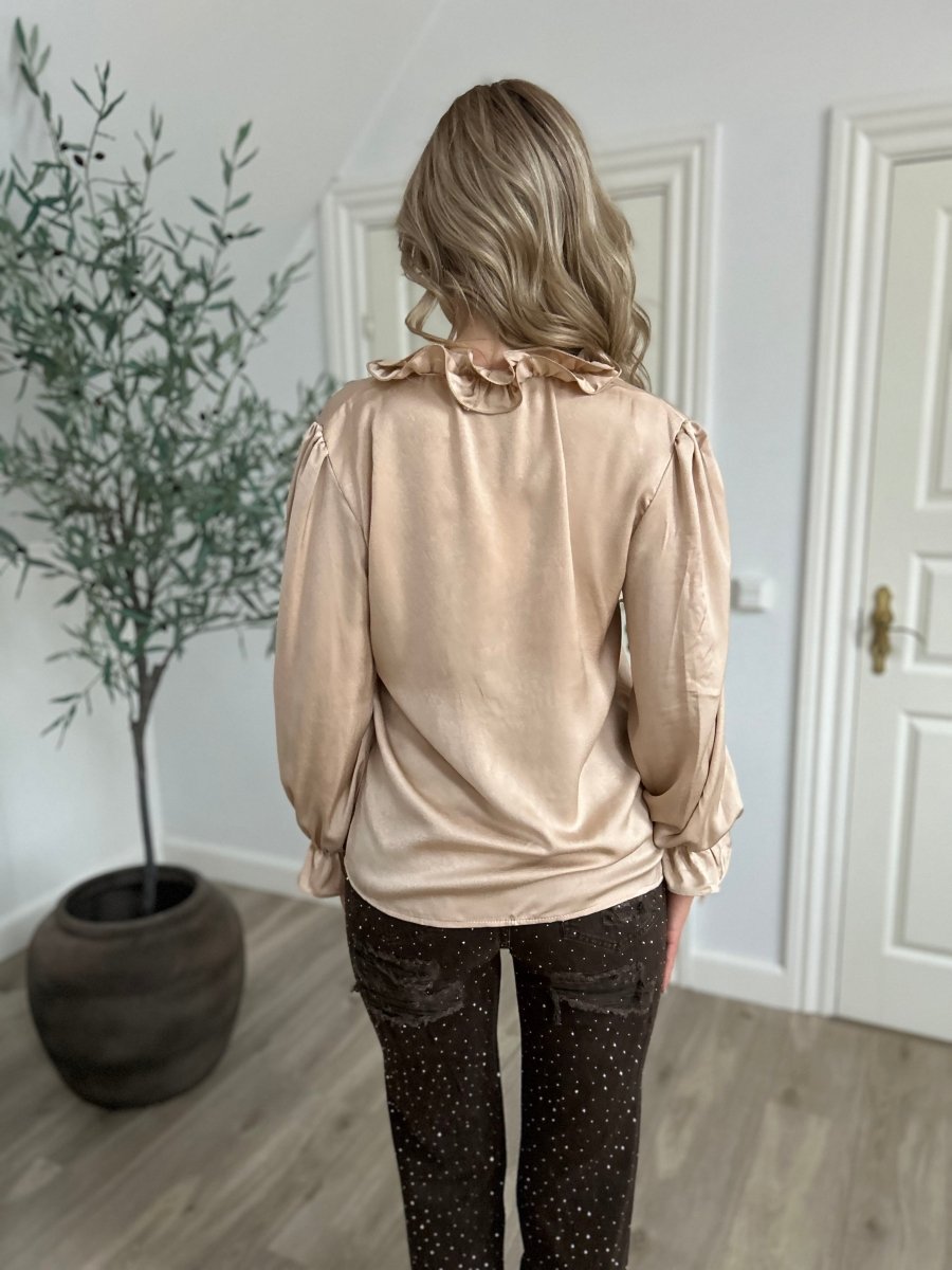 LUZABELLE champagne satin Blouse - Aaberg DK