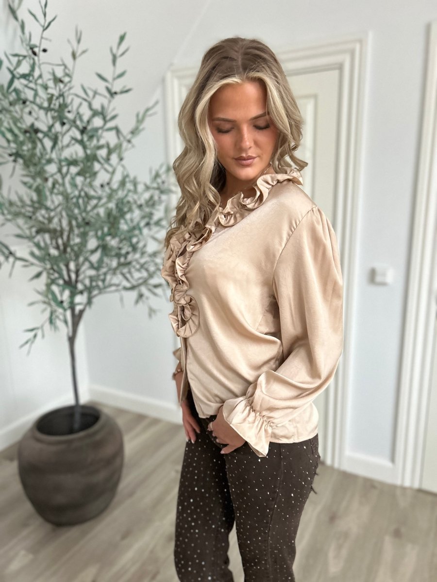 LUZABELLE champagne satin Blouse - Aaberg DK