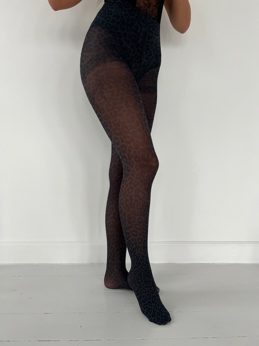 Mochy sorte leopard strømper - Aaberg DK