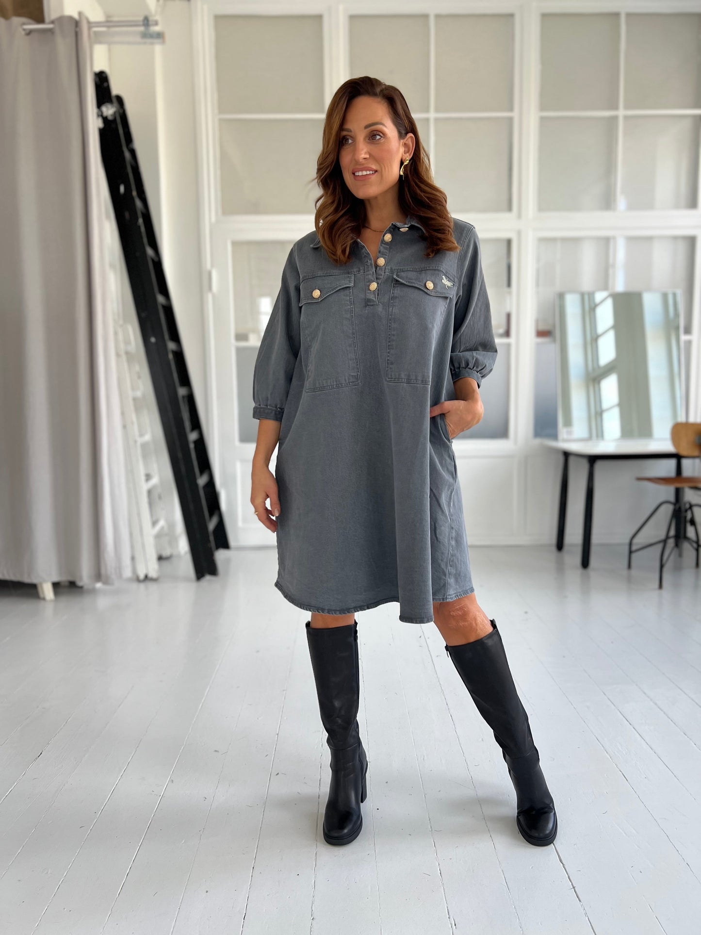 Gaspar grey denim Malmø dress (7705)