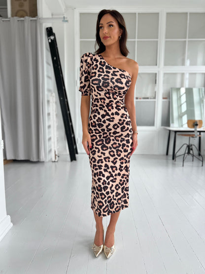 Copperose oneshoulder leopard dress (5473)