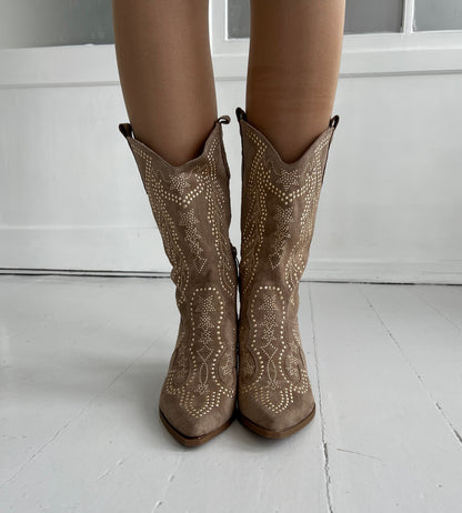 Ideal khaki rhinestone boot