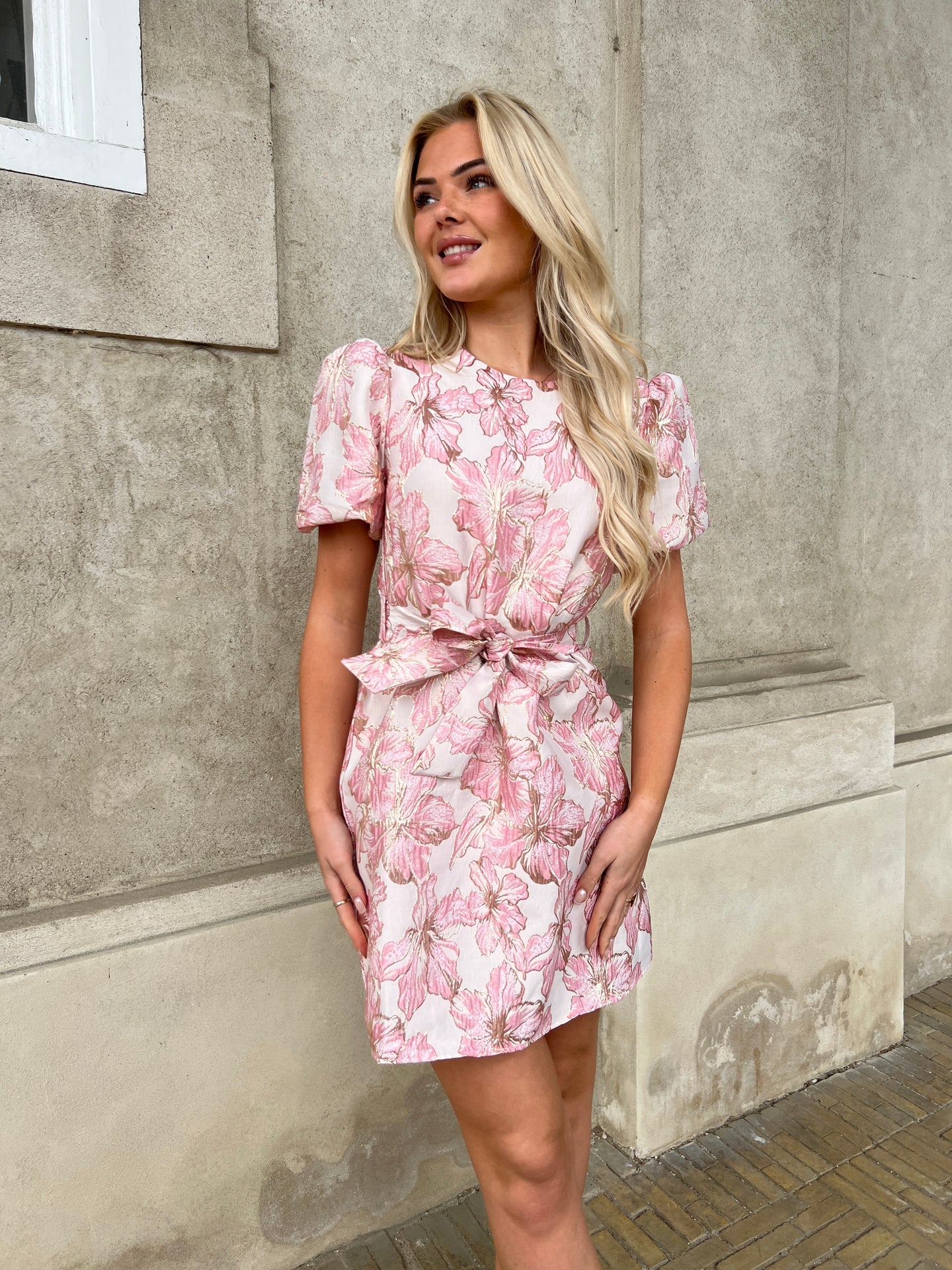 Golden Live pink jaquard dress